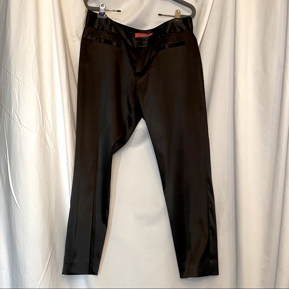 Anthropologie Satin Cropped Trouser Pant